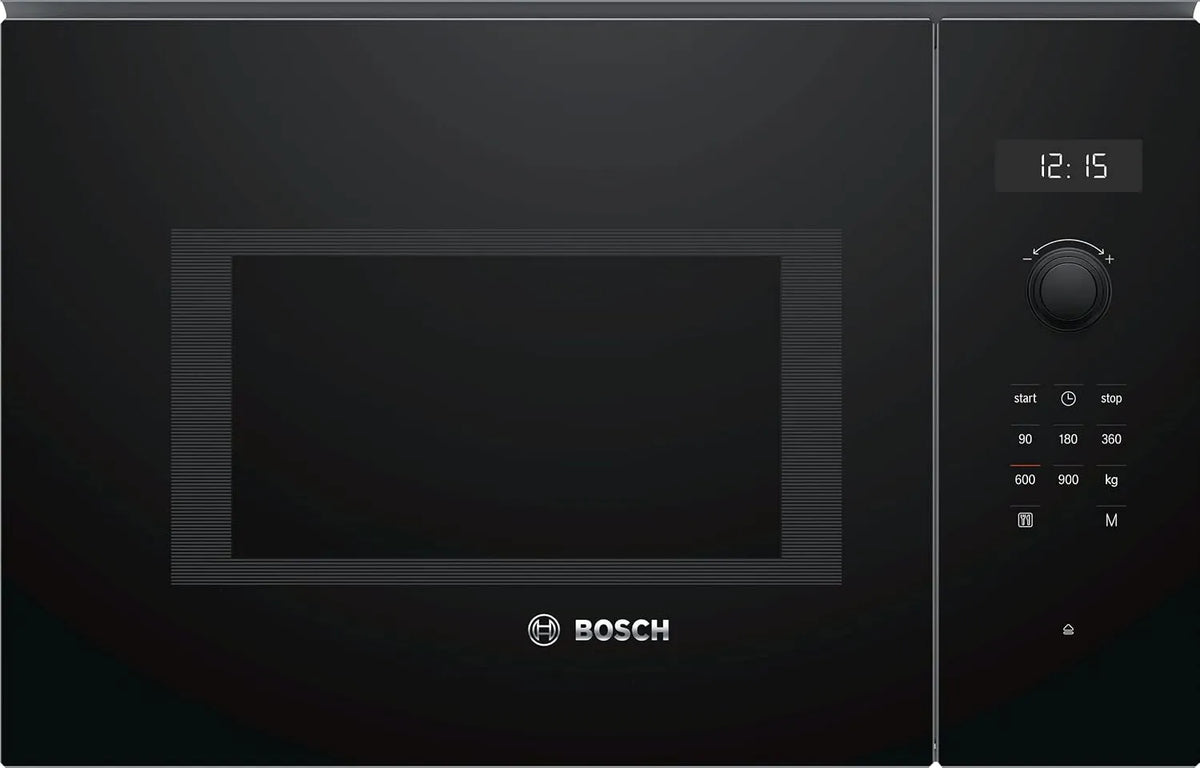 Bosch four à micro-ondes BFL554MB0, Série 6, dimensions 59 x 38 cm, capacité 25 litres, intégrable, finition noire