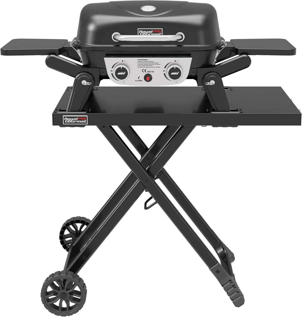 Barbecue à gaz Royal Gourmet, Surface Cuisson 48 x 37 cm, BBQ Gaz à 2 Brûleurs Dont Chariot Détachable, Puissance 5kW, Adapté pour Camping, Jardin