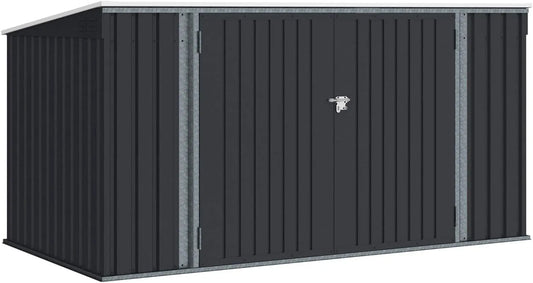Abri de jardin, XXL en métal finition grise Anthracite verrouillable Multi-Rangement pour Stockage vélos, Outils, poubelles