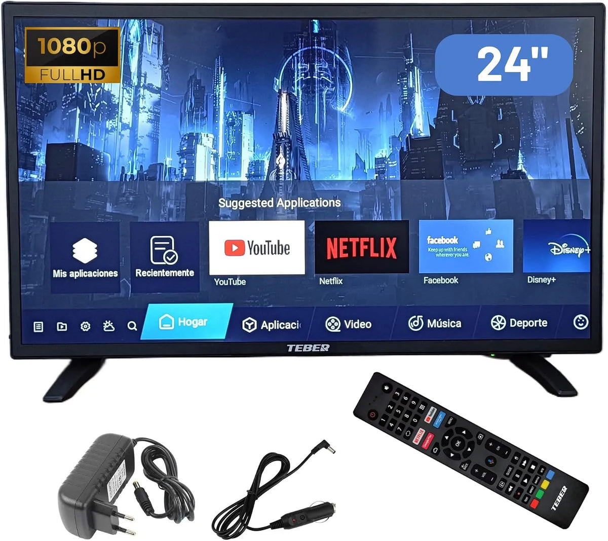 Smart TV V/24 V/230 TEBER., tension 12 V, DVB-S2, commande vocale, cuisines, bateaux, grande résolution 1920 x 1080 Full HD, T2, T. Pour camping-cars