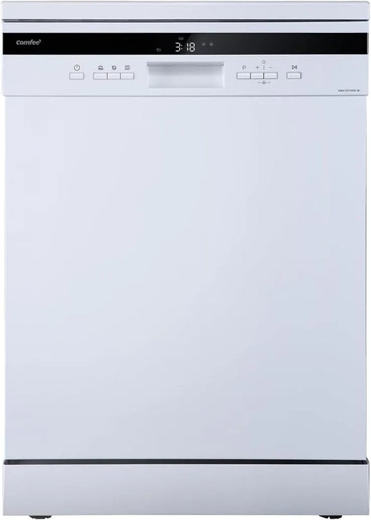Comfee lave-vaisselle FD1435E-X, 44 dB, grand écran LED, fonctionnalité demi-charge, finition blanche, pose libre ' pour 14 couverts, grand format