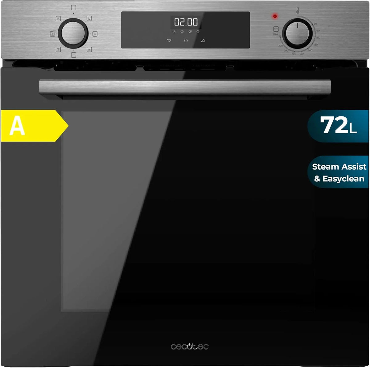 Cecotec four M226000, puissance 2800W, 7 Fonctions, Mode Grill, Grill ventilé, Steam Assist, Multifonction 60cm Bolero Hexa Inox A, capacité 72L