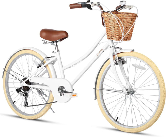 Vélo, Glerc Missy 20' 24' 26' Pouces Fille Cruiser Shimano 6 niveaux de vitesse Hybrid de Ville pour Les Jeunes de Plus de 6 Ans