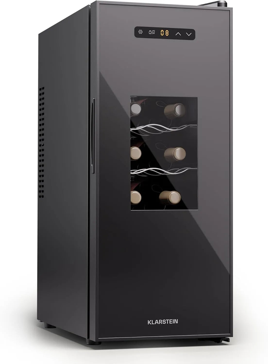 Klarstein réfrigérateur, Classe énergétique E 9L Autonome façade vitrée Éclairage intérieur orange, à vin 1 zone 12 bouteilles