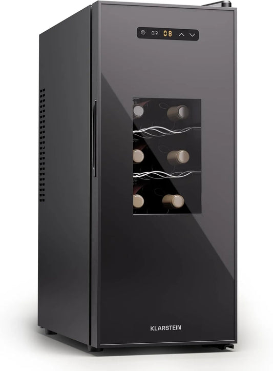 Klarstein réfrigérateur, Classe énergétique E 9L Autonome façade vitrée Éclairage intérieur orange, à vin 1 zone 12 bouteilles