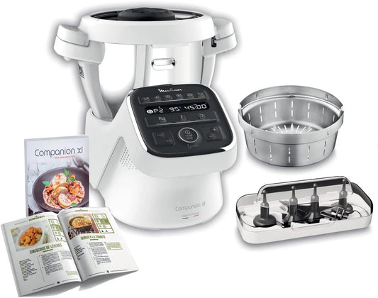 Moulinex robot de cuisine HF80CB10, Vapeur 1550W, COMPANION XL Robot Cuiseur Multifonction Bol 4.5L 12 programmes auto Soupes Gaspacho