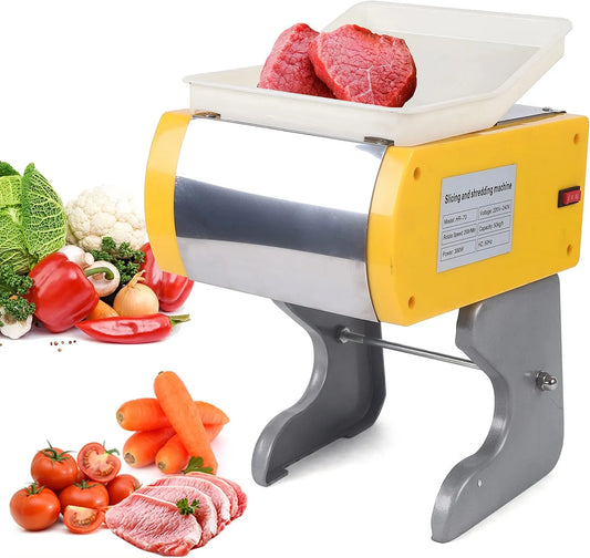 Trancheuse, électrique électrique en acier inoxydable avec 2 lames, à saucisses, à jambon électrique