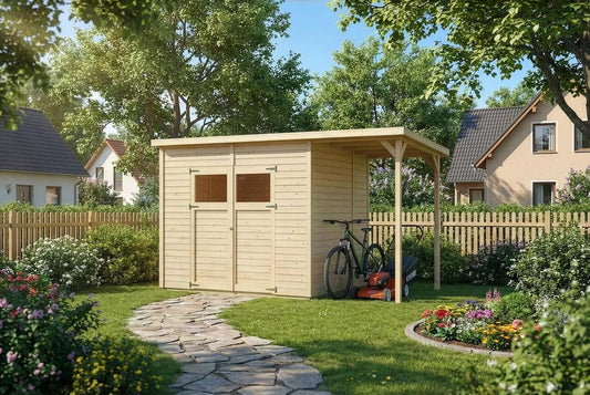 Abri à outils, abri de Jardin Exterieur, Construction en Panneaux préfabriqués, Toit monopente, Rectangle, cabane de Jardin, épaisse