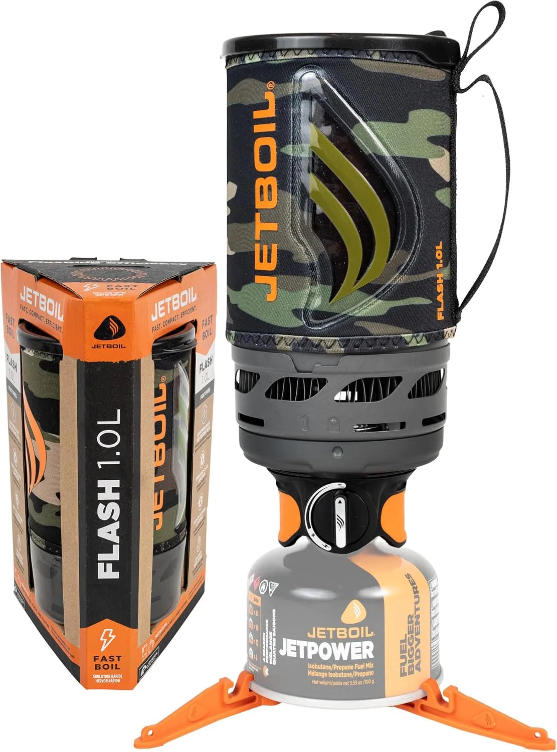 Jetboil Flash, Réchaud portable 1 L à ébullition rapide pour camping randonnée, avec allumage automatique en 1 étape, brûleur propane