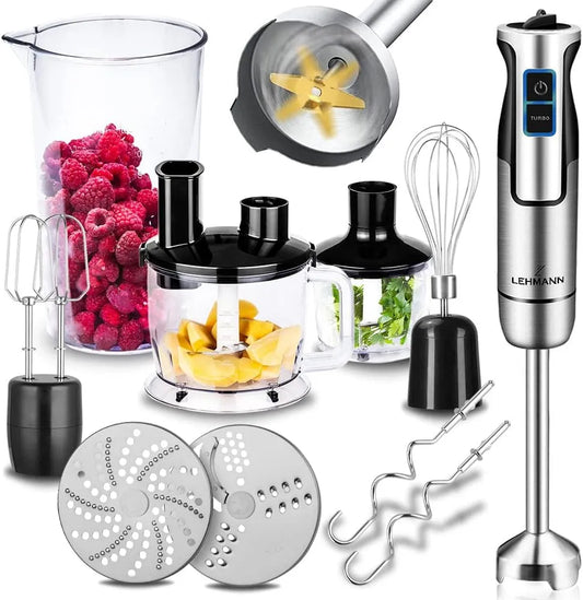 Mixeur Lehmann Chopsui, Plongeur avec 8 niveaux de vitesse, blender pour Aliments pour Bebe, Sauce et Purée, plongeant 1200 W, Soupe