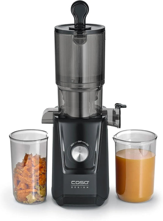 Caso Juice Fit, 40 tr/min, jus doux et doux grâce à la faible vitesse, Fill 'n Juice, grande ouverture de remplissage de 105 mm de diamètre