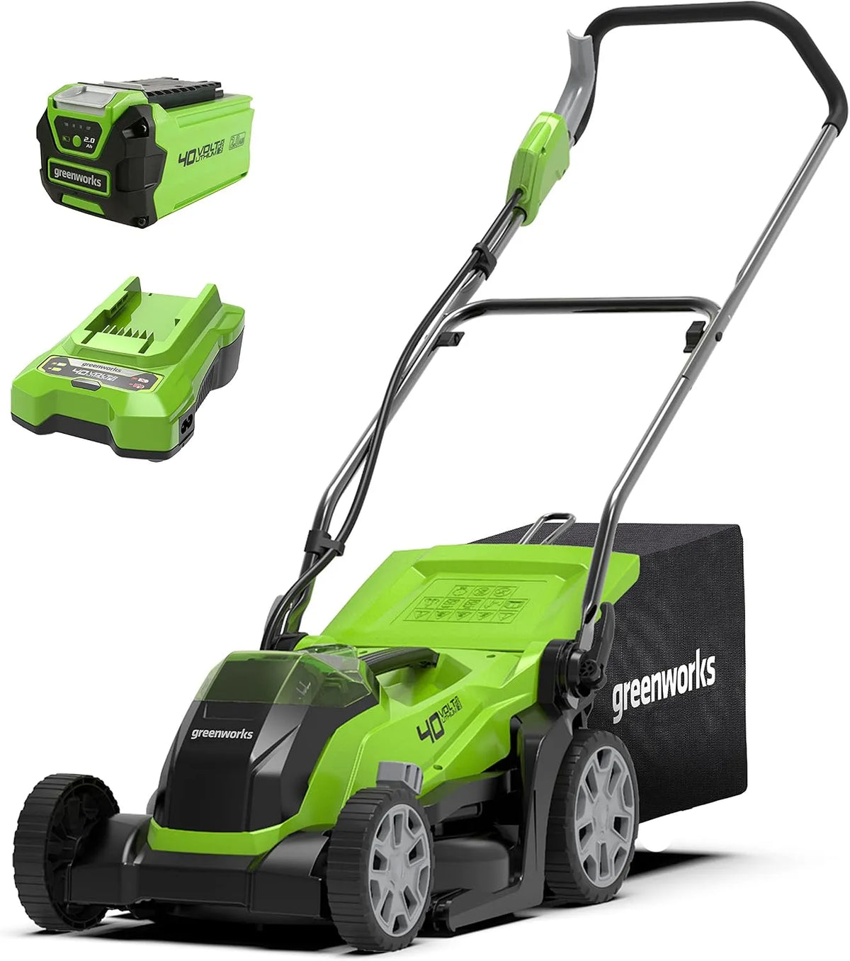 Greenworks tondeuse à gazon Ans-G40LM35K2, tension 40V Sans Fil pour Pelouses Jusqu'à 500 m², Largeur de Coupe de 35 cm