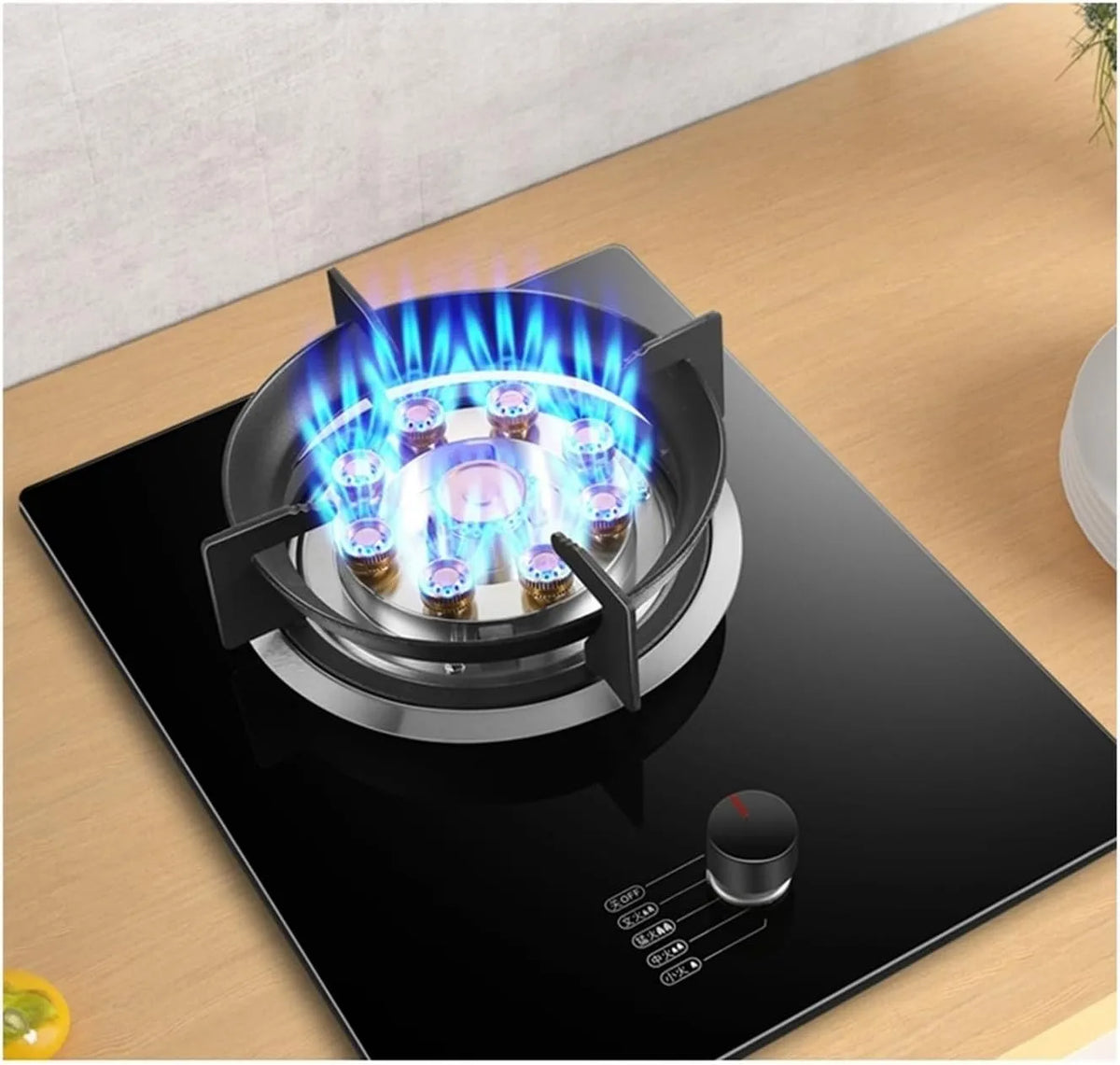 Cuisinière à gaz, Support De Pot En Fonte En Verre Trempé, Portable De 33 Cm, Feu Élevé À 9 Cavités De 7,0 KW, For La Cuisine À Domicile, LPG
