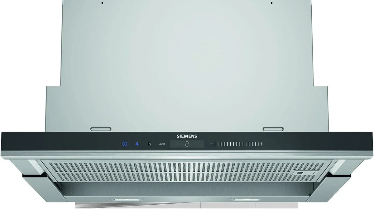 Siemens modèle, hotte Semi-intégrée iQ700 LI69SA684, Acier inoxydable 935 m³/h A, semi-encastrée, finition noire