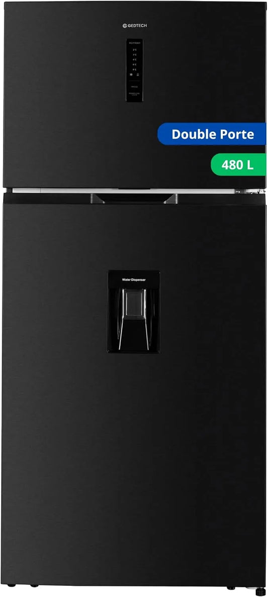 Réfrigérateur GDP480NFDX GEDTECH, Double Porte Grande largeur 480L, No Frost, Distributeur d'eau, Dark Inox