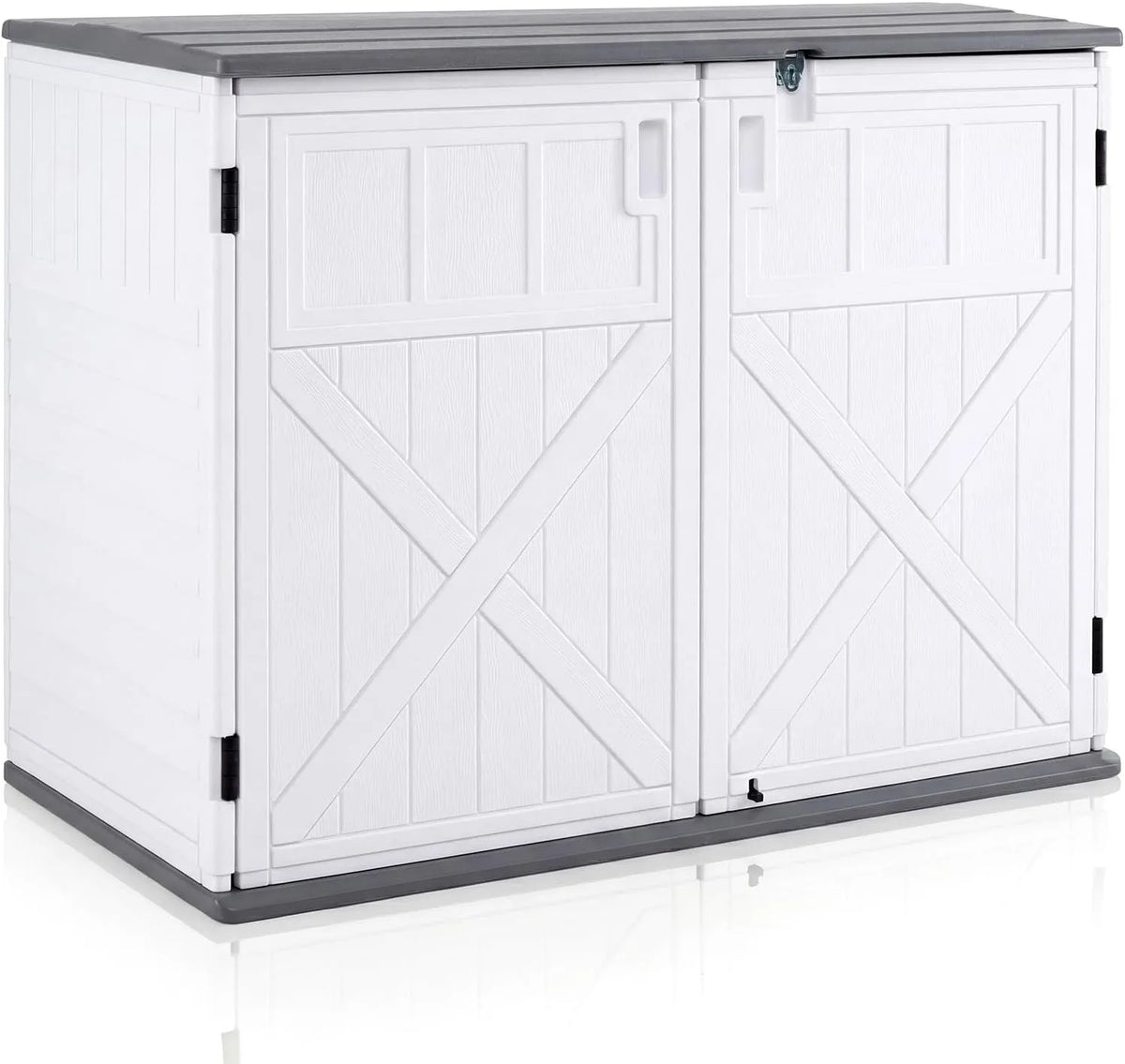 Armoire Costway, de Rangement en HDPE Extérieur, Abri de Stockage pour Jardin Patio Cour, Organisateur d'Outils, finition blanche+finition grise