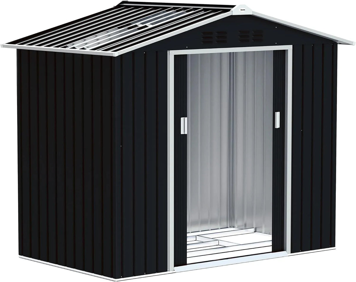 Abri de jardin Outsunny, en métal 2,77 m² avec Fondation, Porte coulissante verrouillable