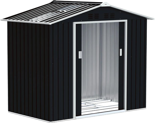 Abri de jardin Outsunny, en métal 2,77 m² avec Fondation, Porte coulissante verrouillable