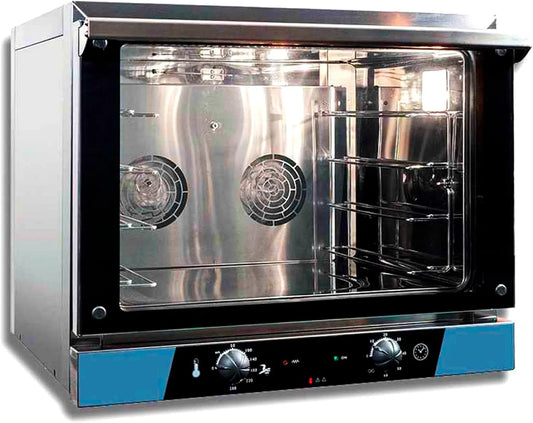 Four GN1/1 MBH, M.PLus+Grill, à convection électrique et 48X34 en acier inoxydable avec porte double vitrage, avec 4 plateaux en dotation