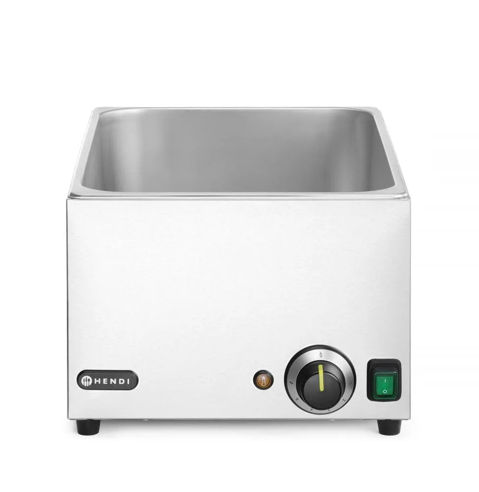 Hendi modèle 590x332x, température réglable 30°C à 85°C, 1 x GN 1/1, 2 x GN 1/2, 3 x GN 1/3, 19L, tension 230V, puissance 1000W, 242mm