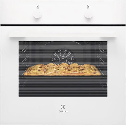 Electrolux four CKB101W, 6 fonctions, nettoyage AquaClean, commandes fixes, finition blanche, multifonction 60 cm, porte 2 vitres, cavité XXL
