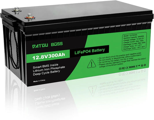 Modèle 300Ah Batterie LiFePO4 10000 DATOUBOSS, tension 12.8V Batterie Lithium 3840Wh avec BMS 200A, prise en charge en connexion série, parallèle