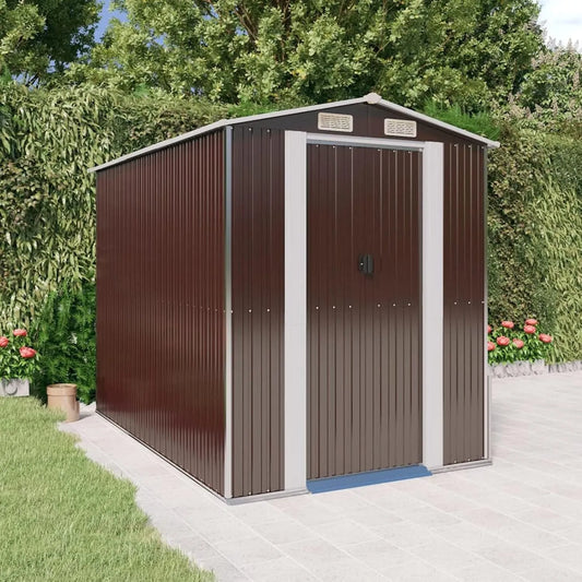 Abri de jardin 3147461, en acier galvanisé marron foncé 192 x 274 x 223 cm, abris de jardin extérieur, maisons préfabriquées