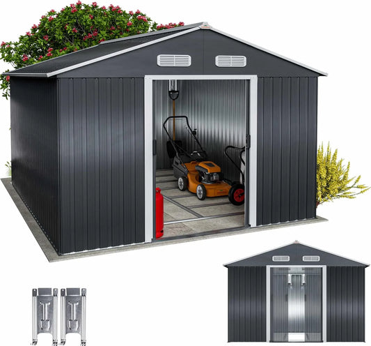 Abri de jardin, métal XXXL 8m² Fondation 315x260x180cm Porte coulissante Anthracite cabane de Jardin cabanon Rangement Outils 15m³