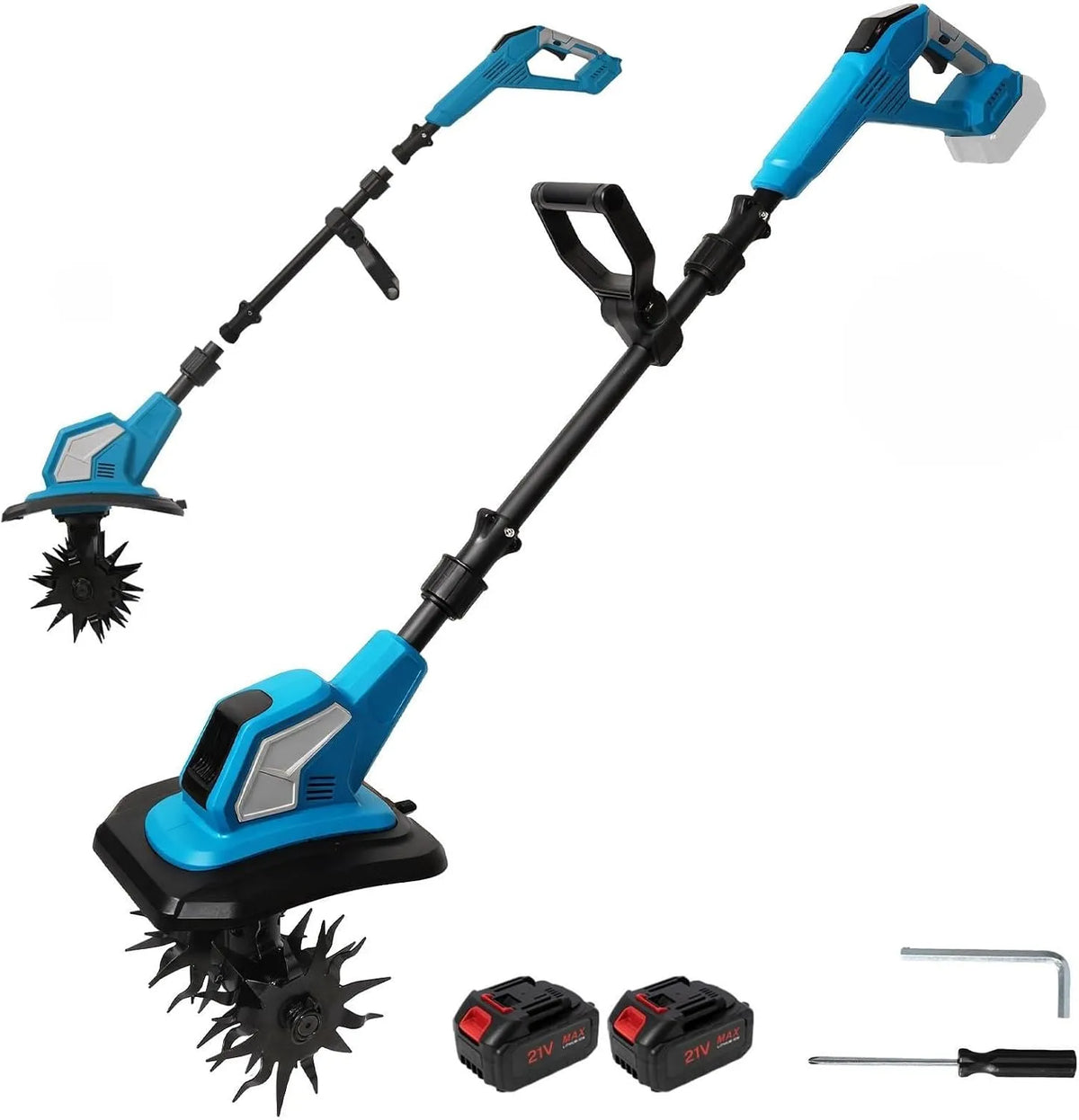 Motobineuse, Electrique sans Fil, pour Ameublir la Pelouse, Motoculteur, Potager et Jardin