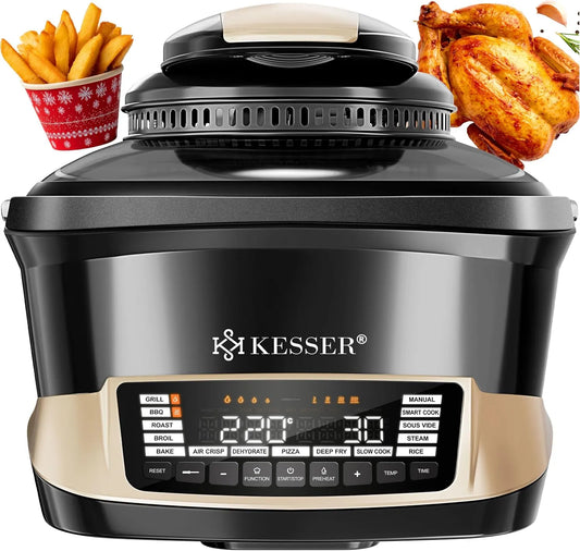 Kesser friteuse à air chaud, Multicuiseur avec chaud 8 L et 16 programmes Appareil de cuisine, Griller, mijoter