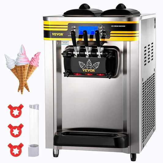 Vevor machine à glace 22-30L/h, h 2350W Italienne Trémie 6L Sorbetière Glace à l'Italienne Pré-Réfrigération