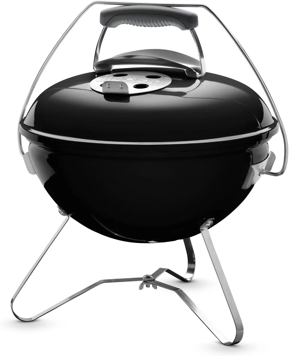 Barbecue Weber, à charbon Smokey Joe, couvercle et cuve émaillés en porcelaine, finition noire, surface de cuisson de 37 cm, Conception portable