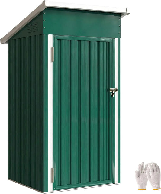 Abri de jardin Outsunny, extérieur 0,74 m², dimensions 107,5 x 91 x 185 cm, métallique avec Toit incliné, Vert