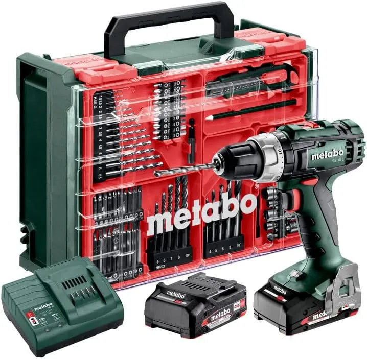 Metabo perceuse SB 18 L, + mallette, Set -visseuse à percussion sans fil + 2 batteries, + chargeur, brush, + accessoires
