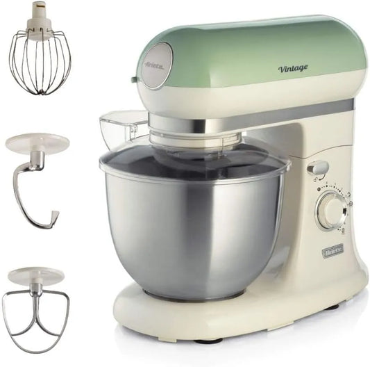 Ariete Pétrin Vintage, Batteur Circulaire Pour Pain 1588, Capacité de 5,5 Litres, 7 niveaux de vitesse + Impulsion, puissance 1200W, Pizza, Hob, Vert