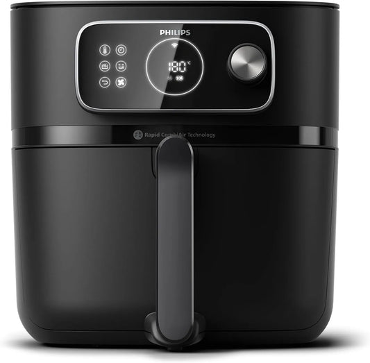Philips modèle, Airfryer Combi Série, Air Fryer 8.3L 7000 HD9876/90, Technologie RapidAir, finition noire, 22-en-1, connecté, Application HomeID