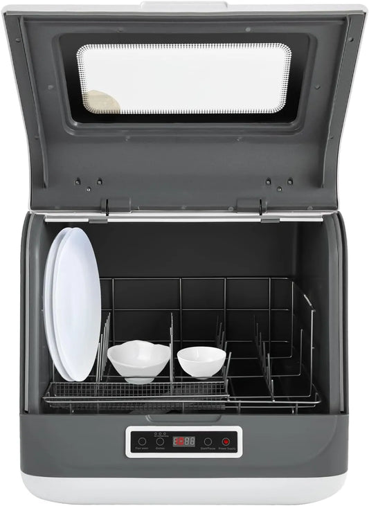 Lave-vaisselle, avec Contrôle Tactile et Écran Led Buse Rotative à 360°, Mini de Comptoir, Appartements, finition blanche