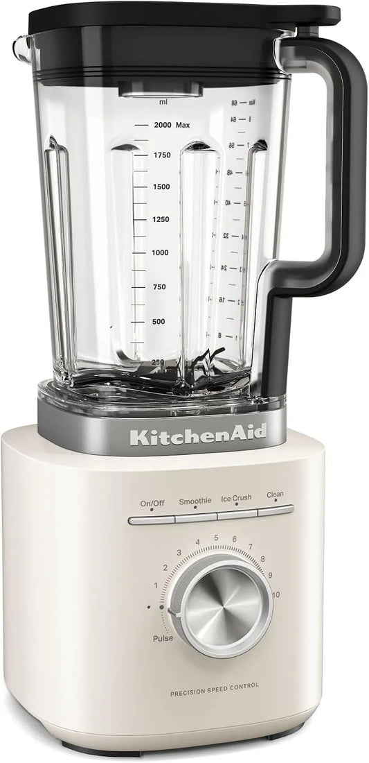 KitchenAid blender 5KSB2073EPL, 10 niveaux de vitesse et Programmes Automatiques, Mixeur Puissant avec Bol 2L sans BPA, Pure Power, Porcelain White