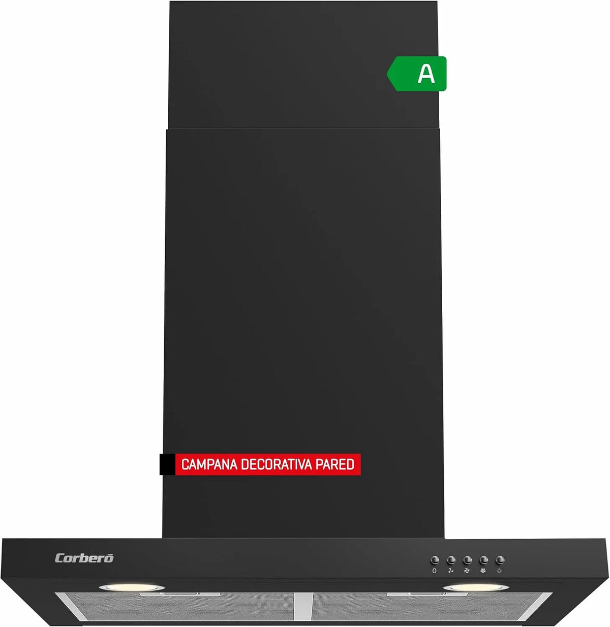 Modèle m3/h VOSTOK660B Corberó, Hotte décorative horizontale 60 cm, puissance 165 W, 3 niveaux de vitesse, 3 niveaux de vitesse