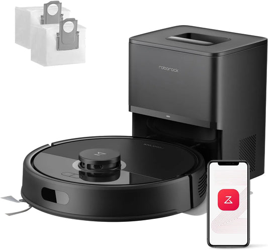 Roborock aspirateur robot 8000, 3 Niveaux d'eau, Vidange Automatique, Navigation LiDAR, Tapis, Q7 L5+ Set Laveur avec Station, Pa Aspiration, App
