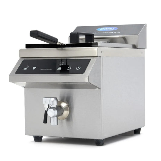 Maxima Friteuse, capacité 8 L, 1 panier, induction, avec robinet de vidange