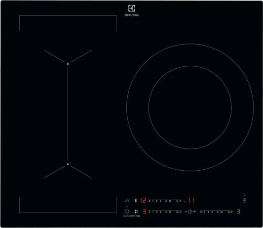 Electrolux plaque à induction LIV63340CK Hob2Hood, zone 28 cm 3,7 kW, série 600 Bridge, largeur 60 cm, contrôle tactile coulissant 0-14, minuteur