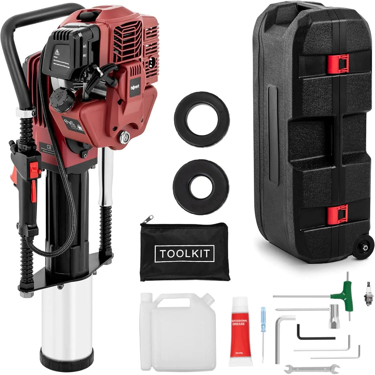 Modèle Enfonce Pieu Piquet Thermique Essence Pilon HT-PILOT-1500 Hillvert Enfonce-Pieux, Pieux ø 100 mm max., Force De Frappe 20-55 J, min