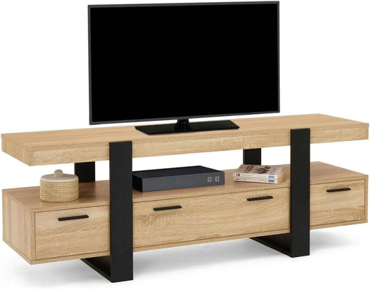 Meuble TV, 140 cm Phoenix avec tiroirs Bois et finition noire