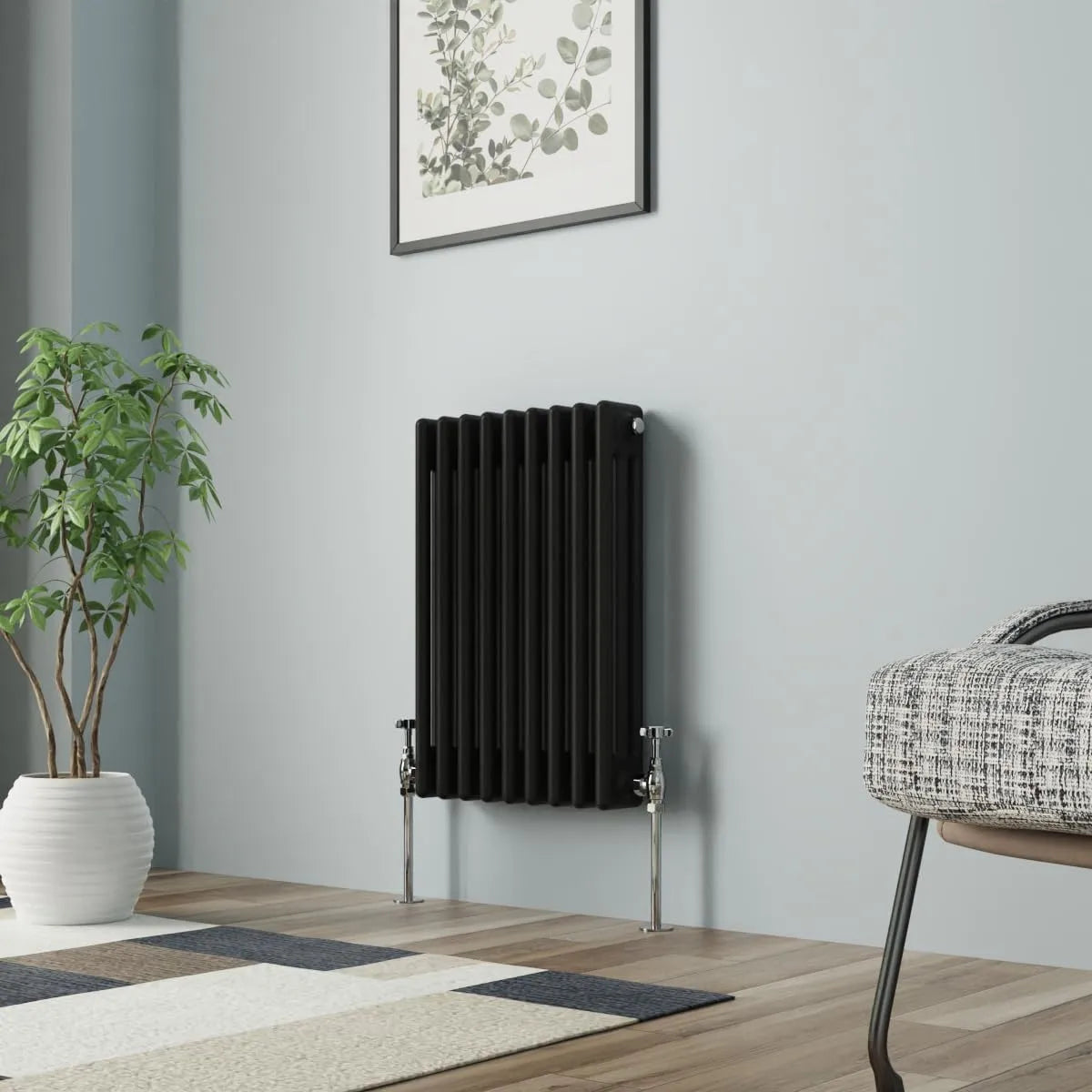 Radiateur NRG, colonne finition noire 600 x 427 mm Triple chauffage traditionnel en fonte pour salle de bain