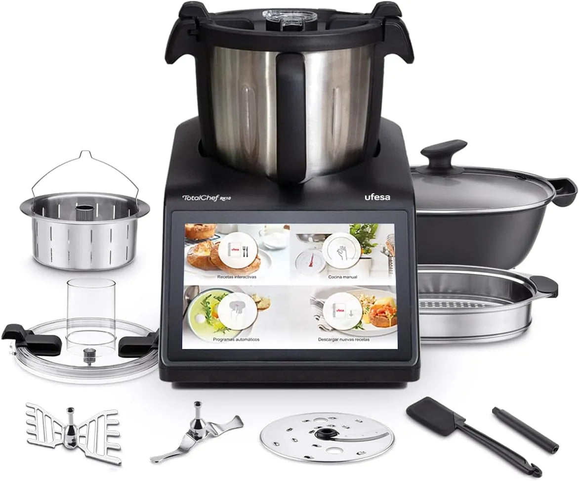 Robot de cuisine RK10 Ufesa TotalChef, 15 Programmes, Écran Tactile 10', 30 Fonctions, Capacité Maximale 4,5L avec Poignée, Capacité Utile 3L, WIFI