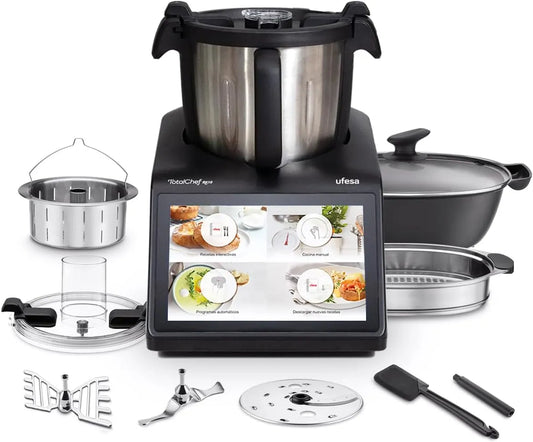 Robot de cuisine RK10 Ufesa TotalChef, 15 Programmes, Écran Tactile 10', 30 Fonctions, Capacité Maximale 4,5L avec Poignée, Capacité Utile 3L, WIFI