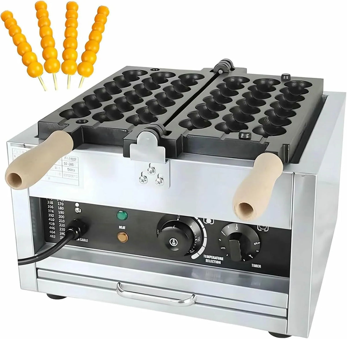 À Boules Gaufrier Électrique, Appareil À Gaufres en Acier Inoxydable 1400 W, avec Contrôle du Temps Et De La Température, Fer À Gaufres Antiadhésif