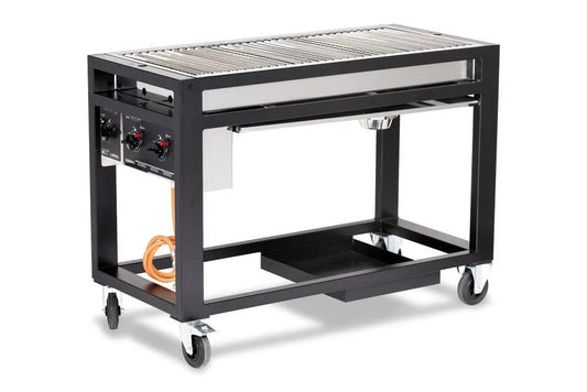 Hendi barbecue à gaz, surface de la grille: 1100x500mm, 1260x580, H, 'Europa', finition noire, 3 brûleurs, puissance 21,6kW, 900mm, inox