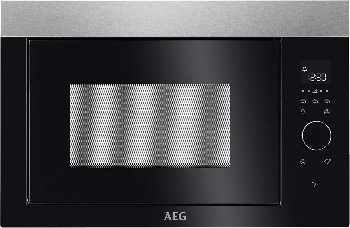 AEG modèle MBE2657SEM, largeur 60 cm, Micro-onde encastrable, Commande tactile, Écran avec horloge